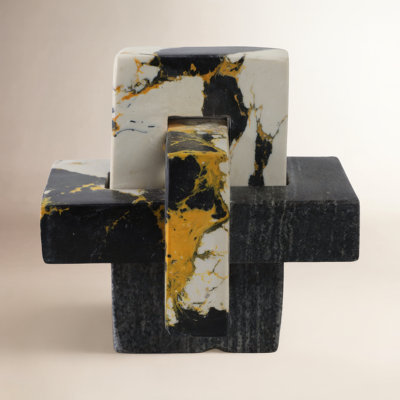 Modern Abstract Marble Knot Sculpture for Home Decor - Decorative Object Accent for Office Desk, Living Room Decoration Display - Black & White
