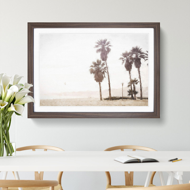 Palm Tree Beach Vol.2 - Framed Print, 27cm H x 36cm W x 2cm D, Walnut Framed