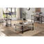 Table de canapé de style industriel avec design à lattes de ton naturel et tablette inférieure ouverte pour les salons modernes