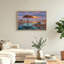 Grand arbre au bord d'une rivière sinueuse au coucher du soleil, avec un ciel violet - Tableau sur toile-340241022
