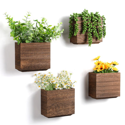 Ensemble de 4 jardinières murales en bois