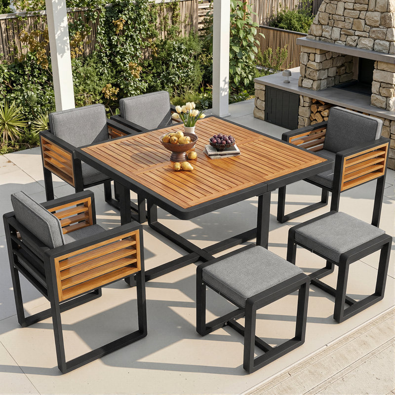 6 - Person Patio Dining Set with Square Table