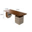 Bureau d'ordinateur 78,74 "gris moderne italien avec concentrateur électrique, tiroirs de rangement et compartiment pour unité centrale, finition noyer-1606768099-1606768110