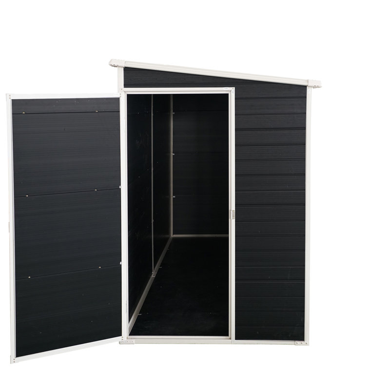 Remise en résine 8 x 4 pi avec 2 fenêtres - Porte verrouillable pour rangement extérieur sécuritaire, porte noire, outils