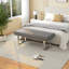 Banc rembourré en similicuir Cialan avec structure en acier inoxydable-12002532-35640927