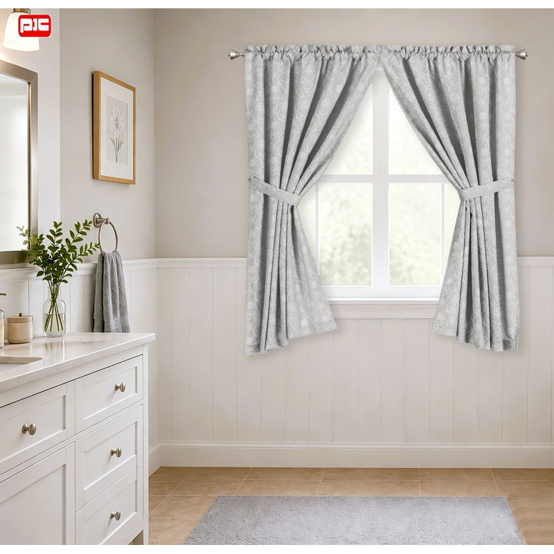 Ensemble de 2 rideaux à poches brodées, L 36 po x L 54 po, Gris