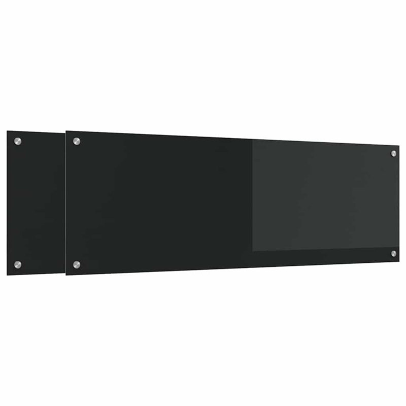Vidaxl Kitchen Backsplash White 80 X 40 Cm Tempered Glass, Black, 40cm H x 120cm W