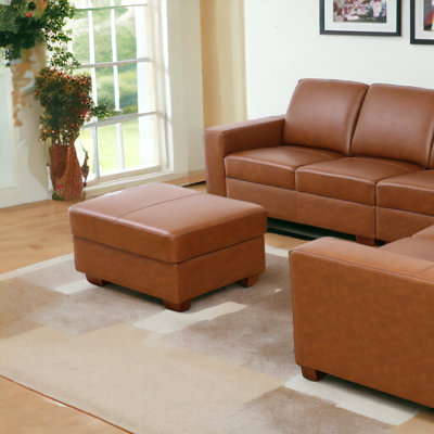 Kamiyla 36.5" Wide Genuine Leather Ottoman
