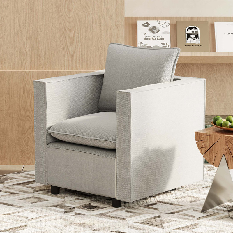 Canapé simple gris moderne et confortable avec coussin de siège doux et respirant pour la chambre à coucher, le coin ou la salle de lecture
