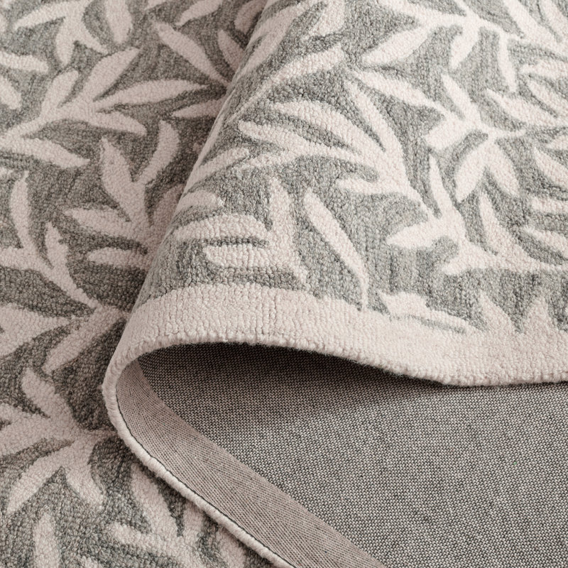 Martha Stewart Hand Tufted Wool/Cotton Floral Rug in Gray/Ivory/Grey/Ivory, Rectangle 8' x 10'