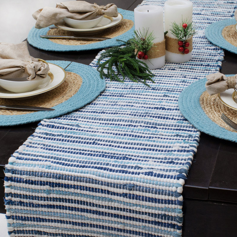 Chemin de table Mohr, Bleu / blanc