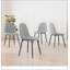 Ensemble de 4 chaises de salle à manger rembourrées en lin modernes avec pieds en métal robustes pour une maison confortable et élégante