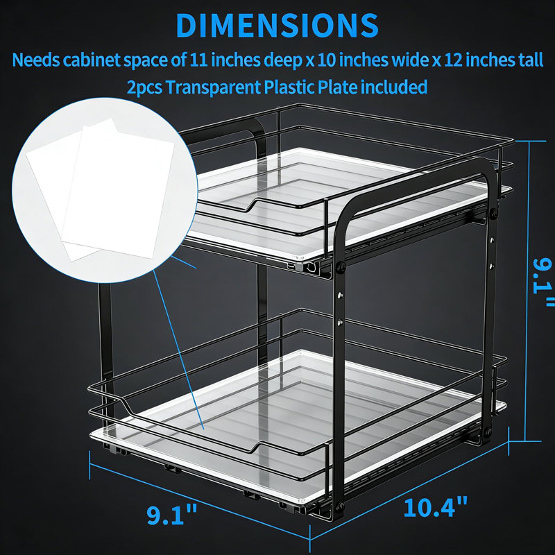 Support à épices robuste pour armoire à épices, tablette à épices verticale à 2 niveaux avec glissières à roulement à billes lisses, hauteur réglable pour le garde-manger et les armoires de cuisine