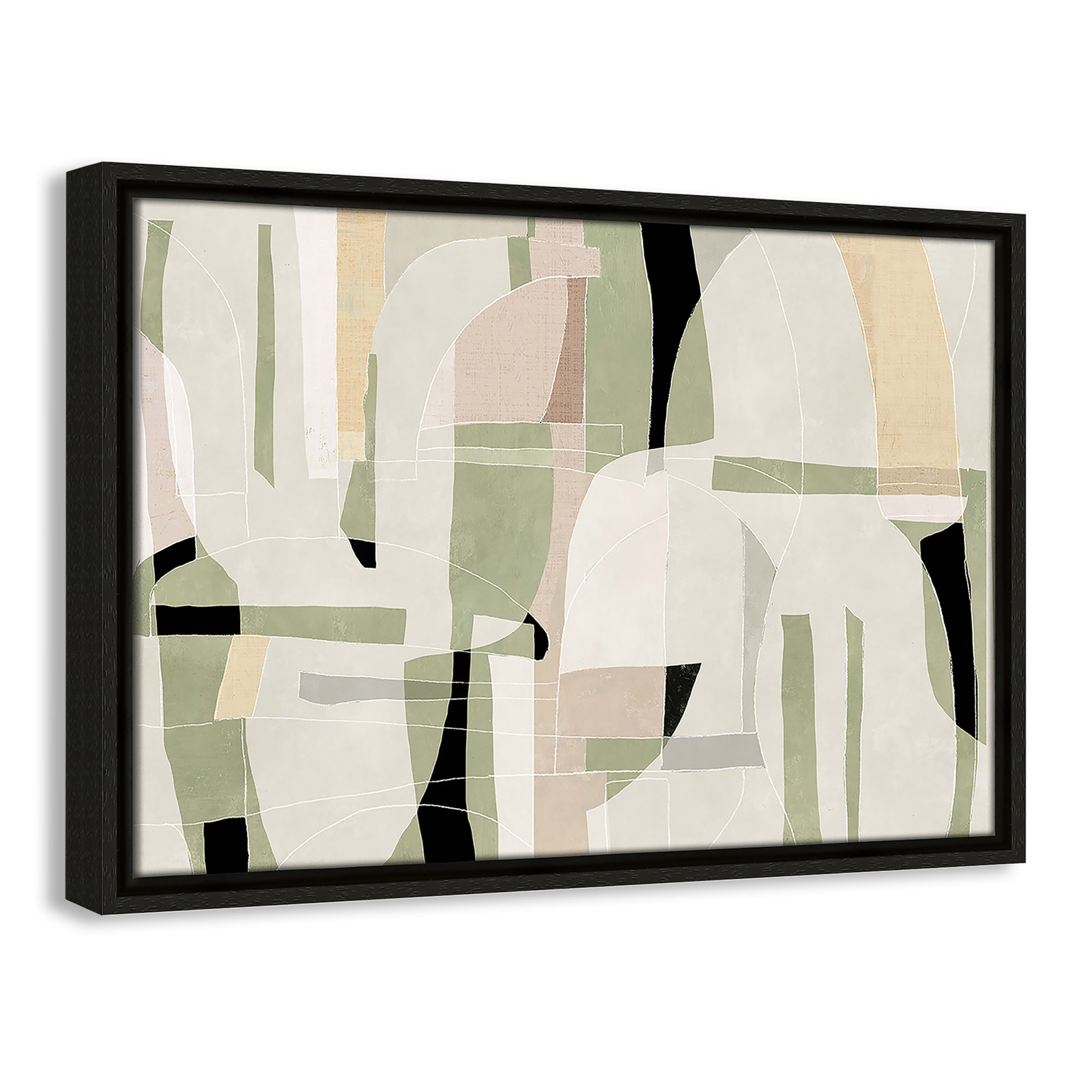 Sunny Barcelona - Floater Frame Canvas, 19.5" W x 13.5" H, Espresso