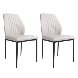 Faux Leather Solid Back Dining Side Chair set of 2 