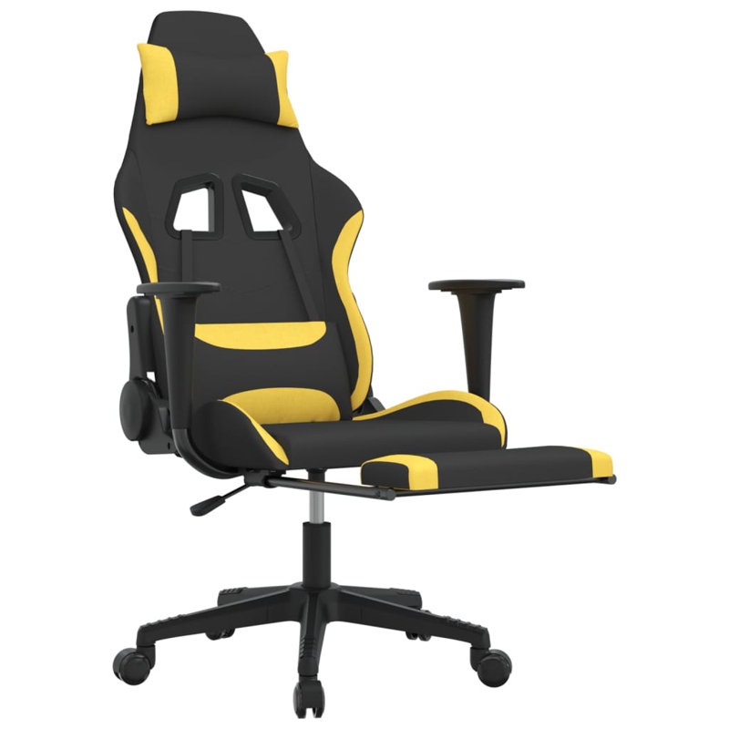 Gaming Chair with Footrest Fabric, Black/Yellow