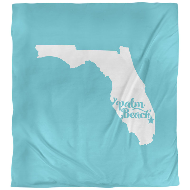 Housse de couette palm beach floride, Bleu sarcelle, Microfibre