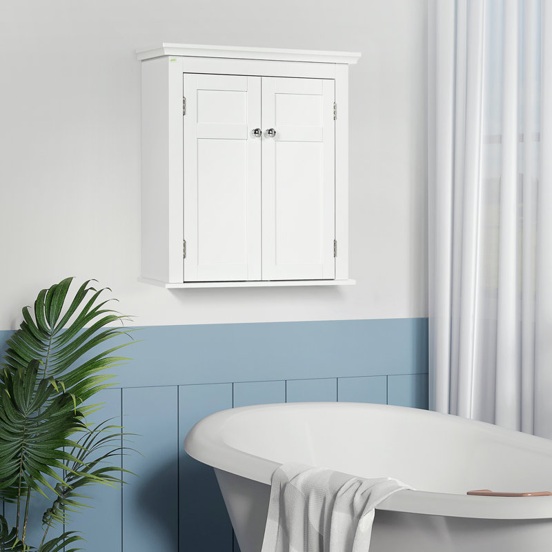 Armoire à pharmacie murale avec tablettes pour salle de bain, blanc