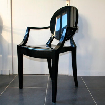 Chatfield Transparent Acrylic Dining Arm Chair – Stackable Round Back Accent & Banquet Seat for Kitchen and Dining Room