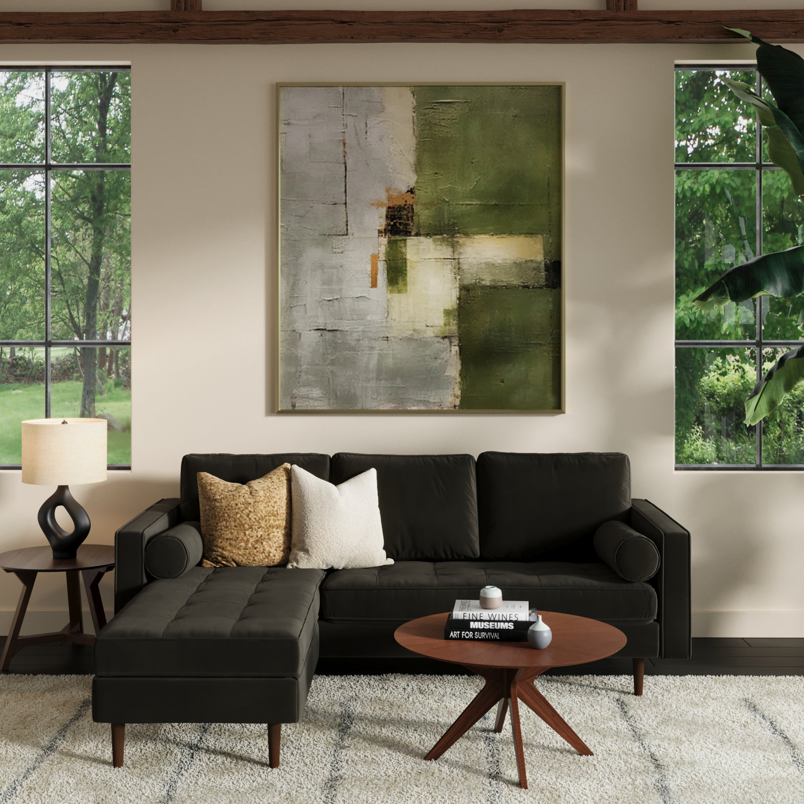 Geo 84" Wide Reversible Sofa and Chaise, Bella Smoke Performance Velvet