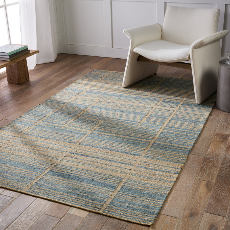 Zoya Striped Area Rug in Brown/Blue, Rectangle 5' x 8'