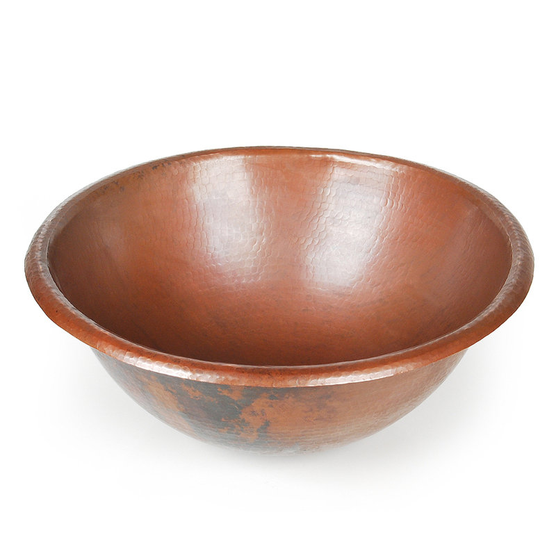D'Vontz Copper Bathroom Sinks 17'' Metal Circular Bathroom Sink, Dark Smoke Copper, Rolled