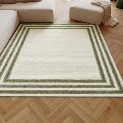  Pacific Shag 5'3" x 7'3" Ivory Green Shag Indoor Rug