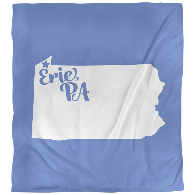 Housse de couette réversible simple Erie Pennsylvania, Housse de couette pour très grand lit, Bleu, Microfibre