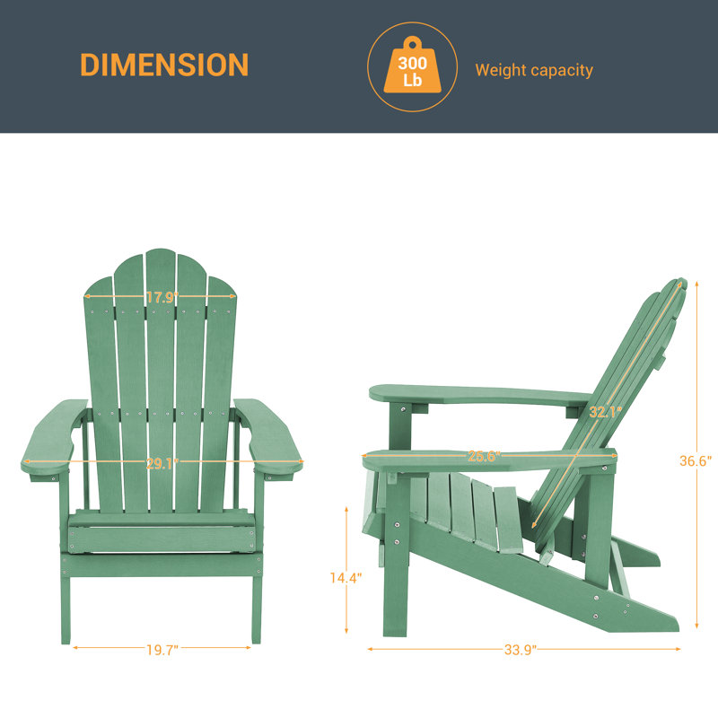 Chaise Adirondack de HiPS résistante aux intempéries, Vert