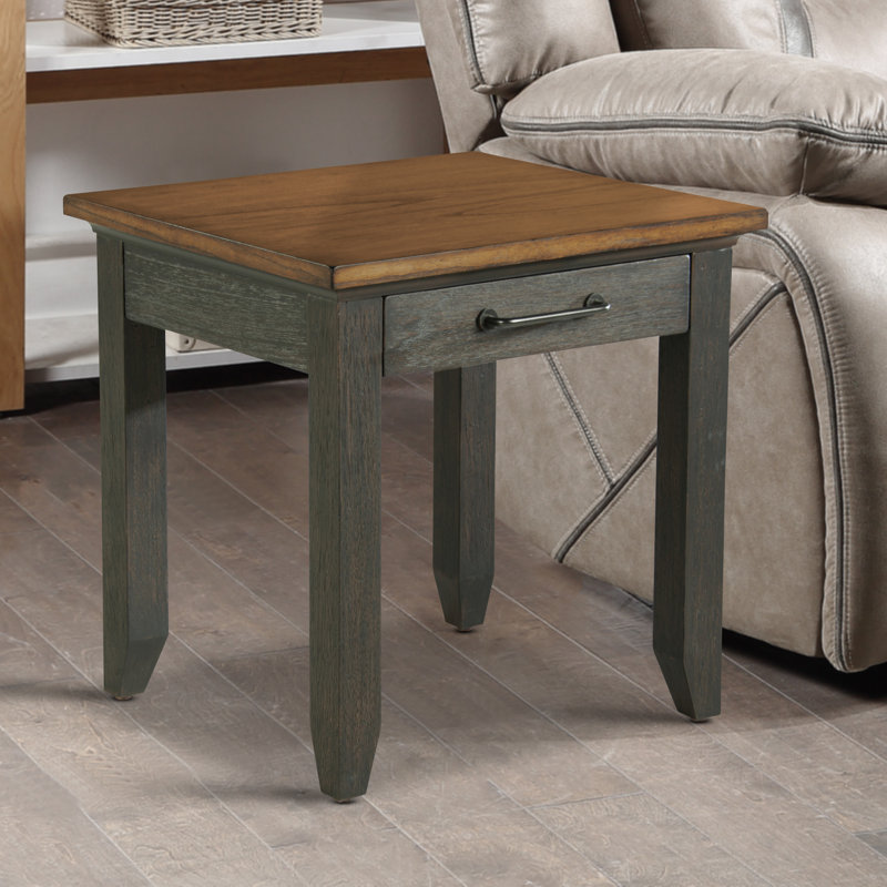 Table de bout avec rangement Elgin, Brun rustique
