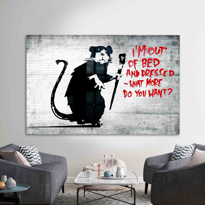 Art mural moderne en verre graffiti pour une décoration de rue unique et contemporaine, H 9,1 po x l 14,2 po
