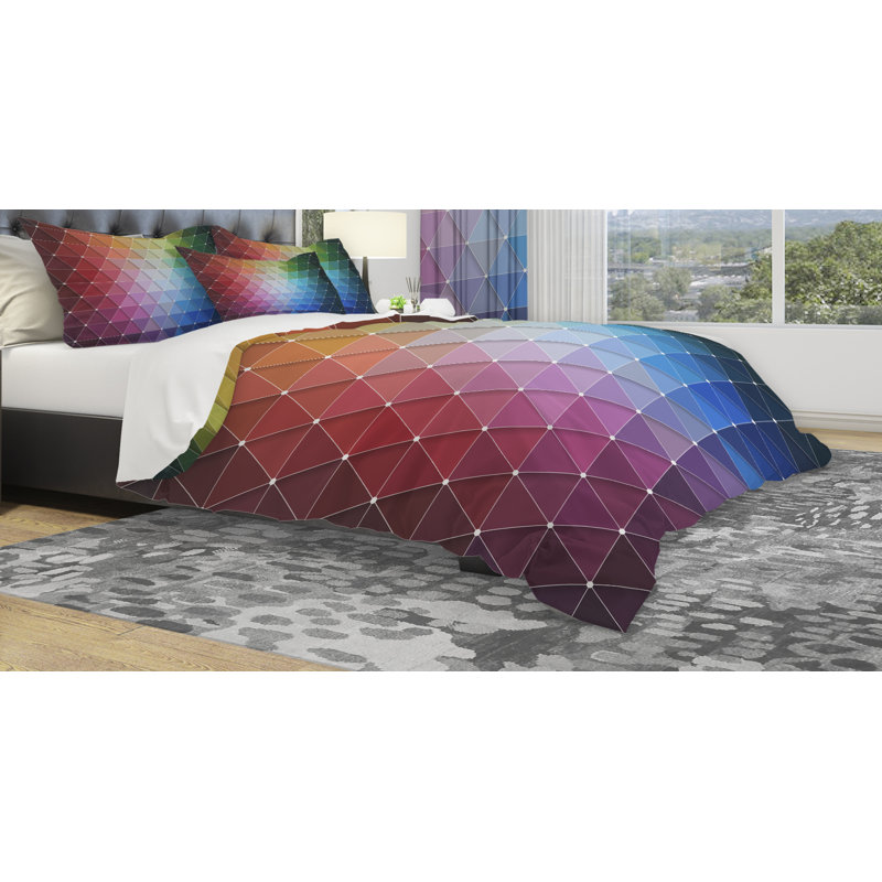 Ensemble de housse de couette triangulaire designart arc-en-ciel, Housse simple + 1 taie décorative