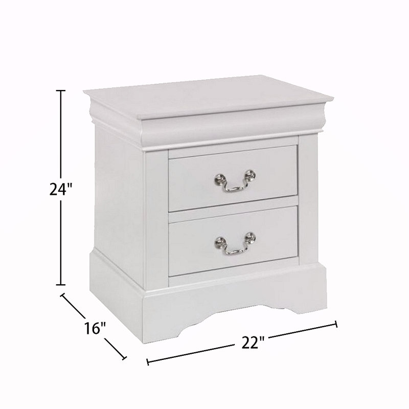 Table de chevet 2 tiroirs, Blanc