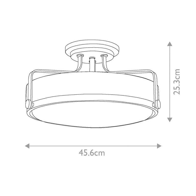 Moreauville Glass Semi Flush Mount, Polished Chrome, 25.3cm H x 45.6cm W