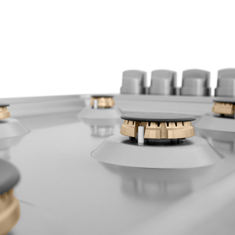 ZLINE 36 in. Gas Cooktop with 6 Burners, Stainless Steel with Brass Burners