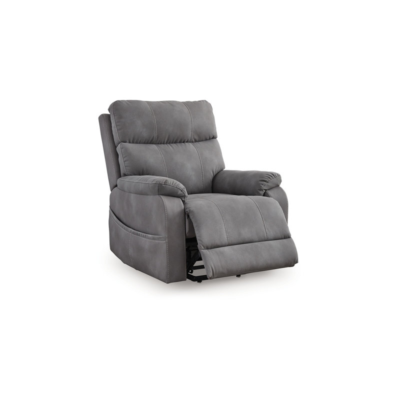 Corbin Power Lift Recliner Chair, Faux Leather, Pillow Top Arms, Gray
