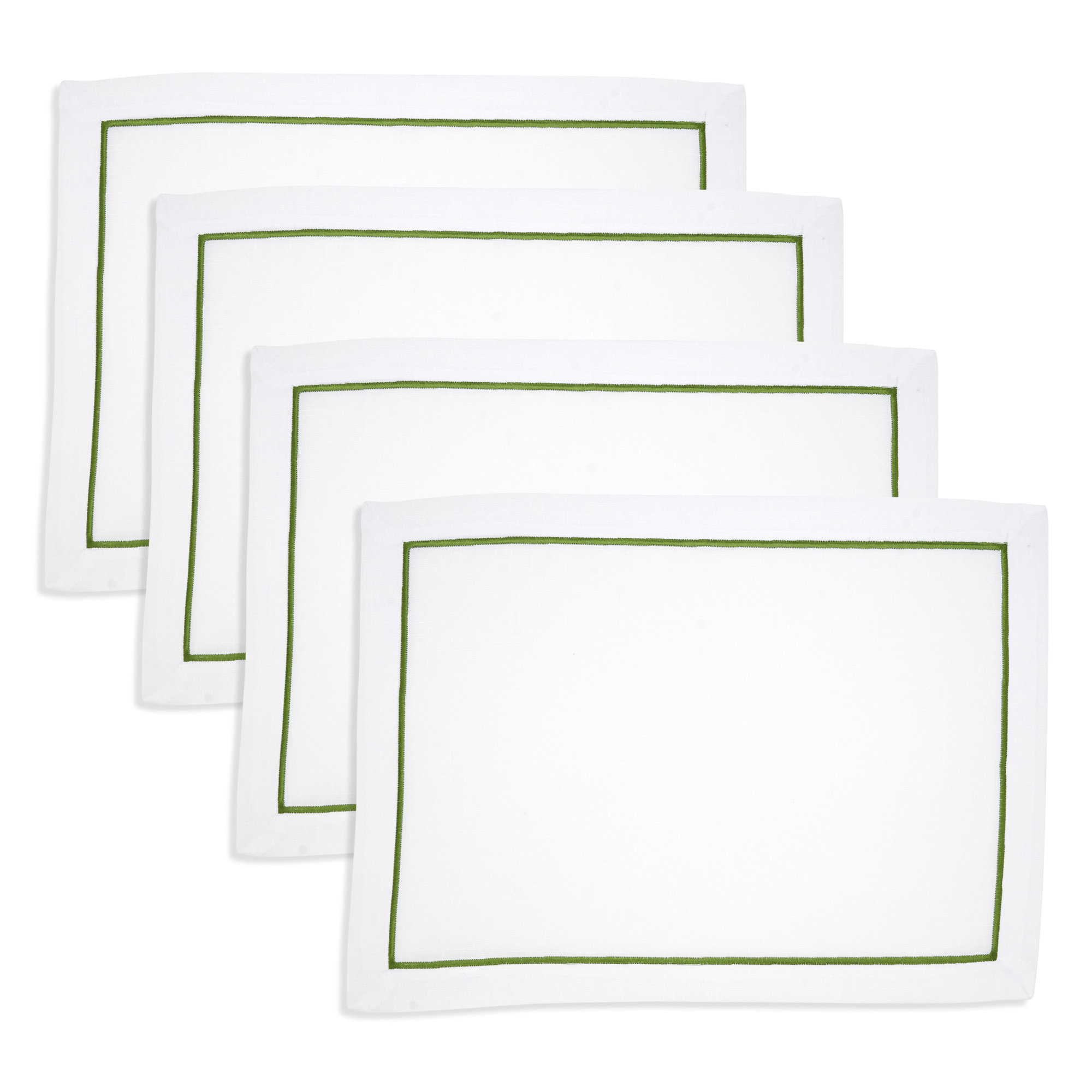 Embroidered Line Design Placemat (Set of 4), Light Green