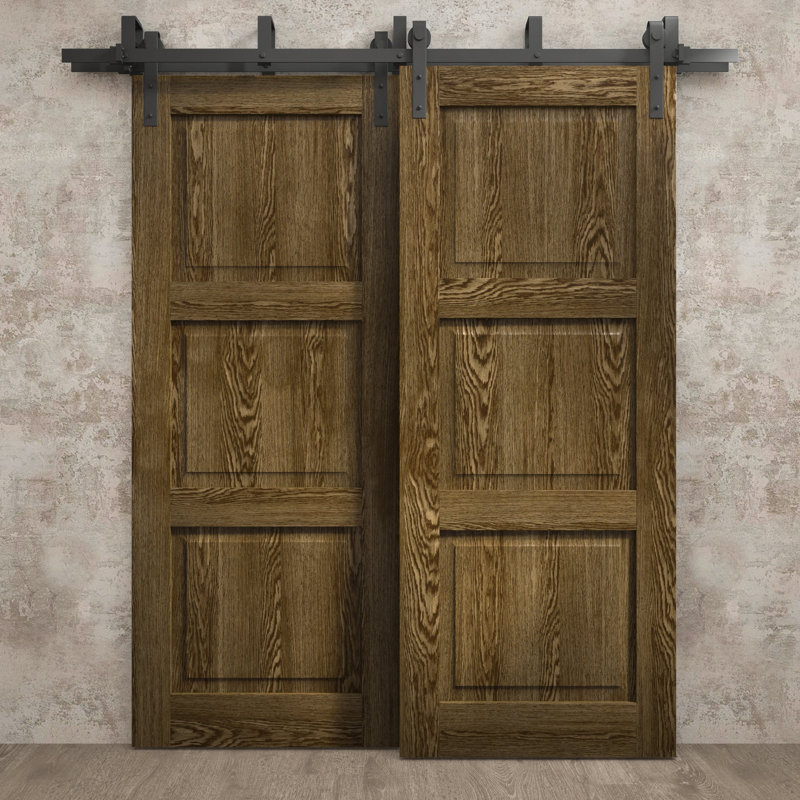 Portes coulissantes de grange coulissantes pour garde-robe | Ego 5010 | Ensemble de quincaillerie Modern Rails | Portes de garde-robe de chambre en bois massif