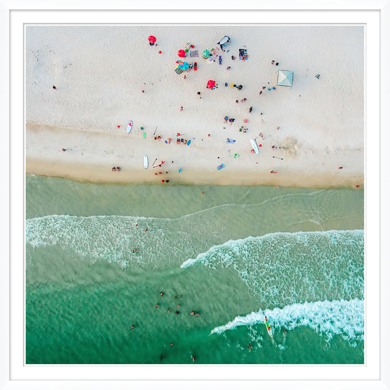 Blue Waves Crashing Ashore Giclee Print, 51.5" H x 51.5" W x 1.75" D, White