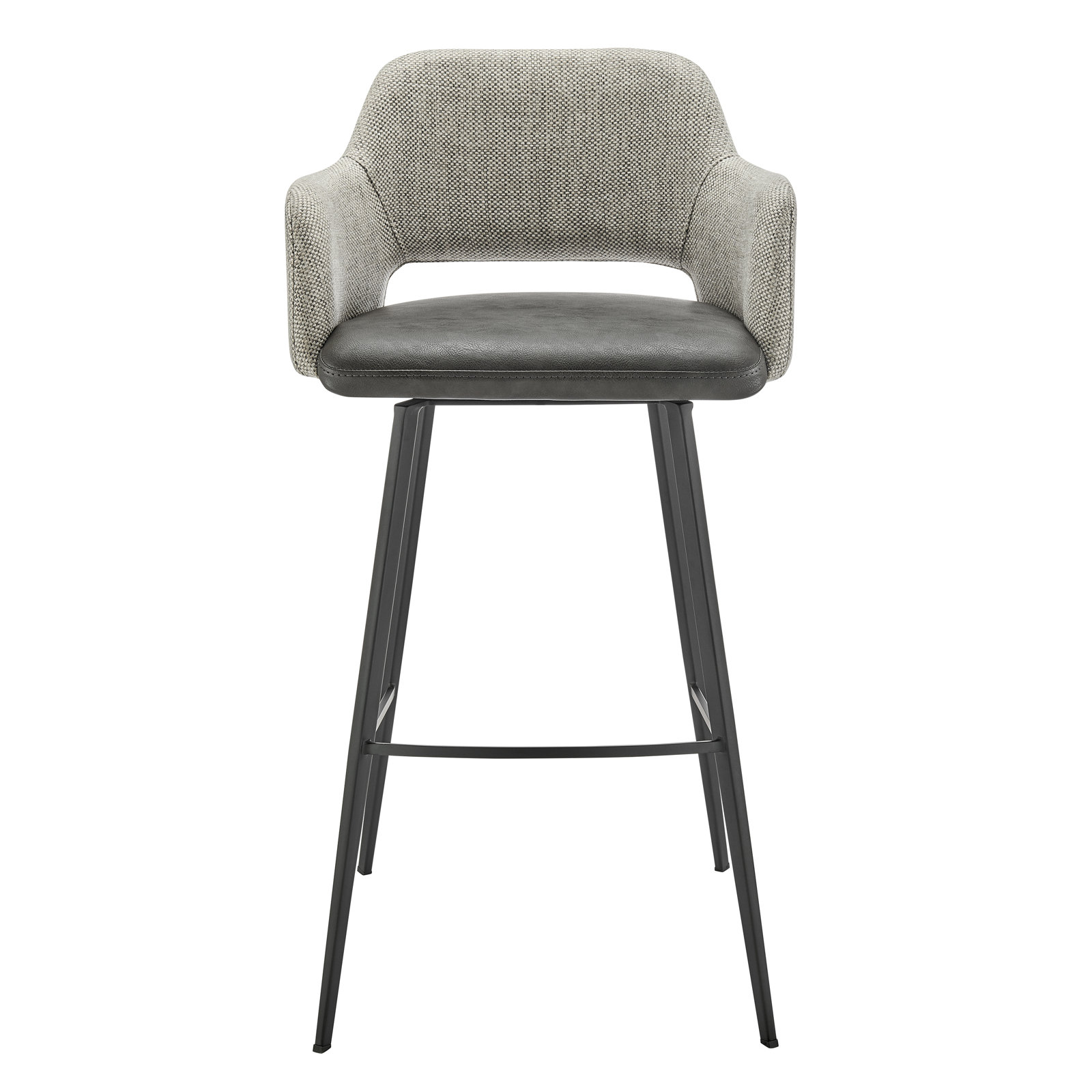 Ivonne Swivel Bar & Counter Stool, Bar Stool (29.34” Seat Height), Dark Gray Faux Leather