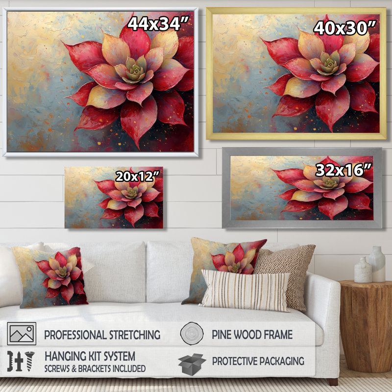 Jacere - Floral Wall Art, 28" H x 60" W, Floater Framed Print, Cream