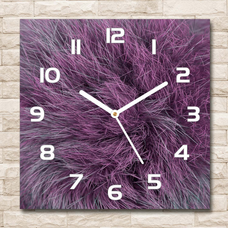 Glass Wall Clock, White/Purple