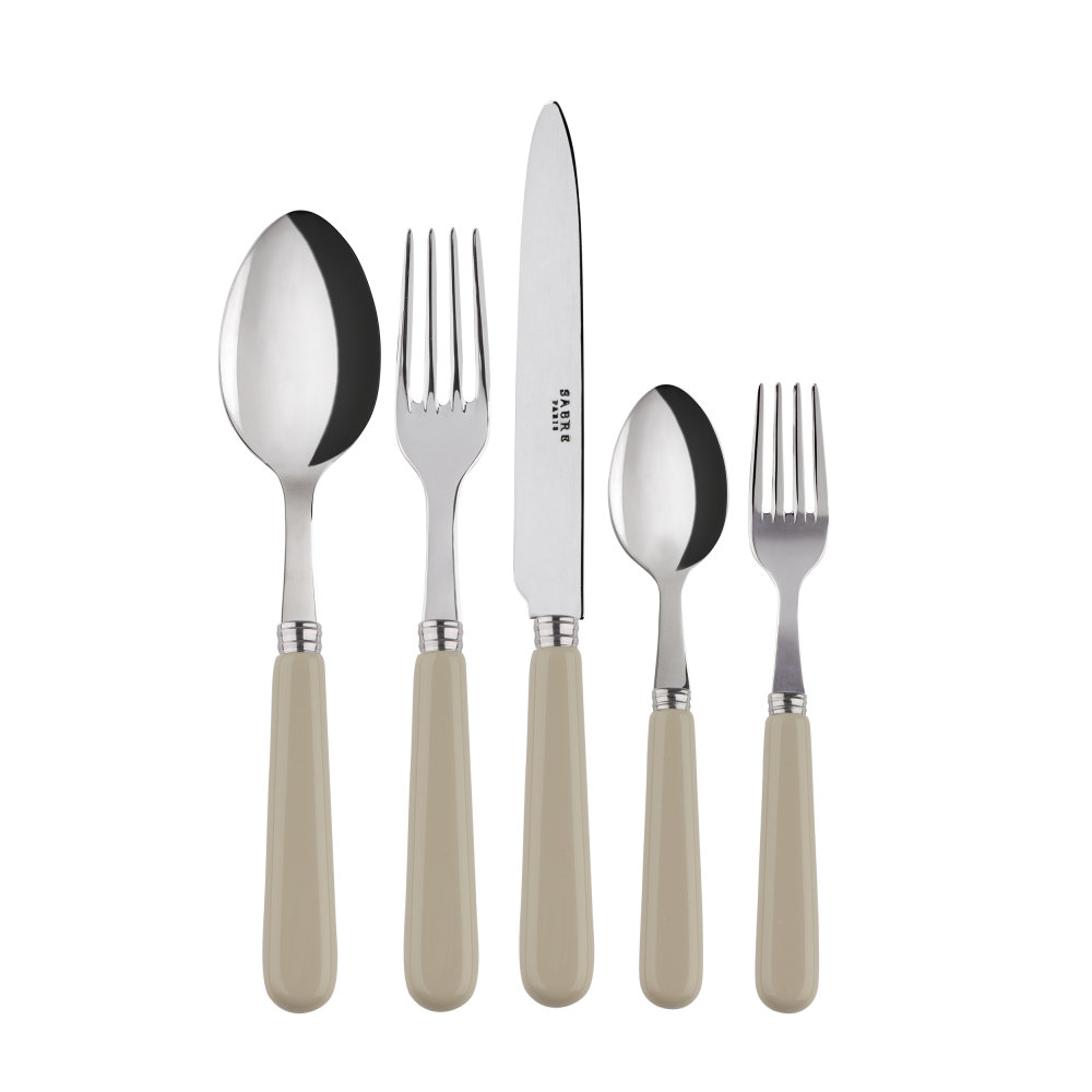 Sabre Paris 5-tlg. Besteckset Basic aus 18/10 Edelstahl Farbe: Helles Kaki