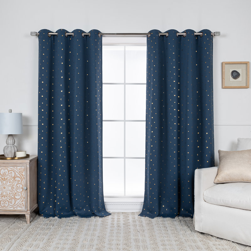 Paire de rideaux occultant en polyester Delsanto, Indigo, L 52 po x L 63 po