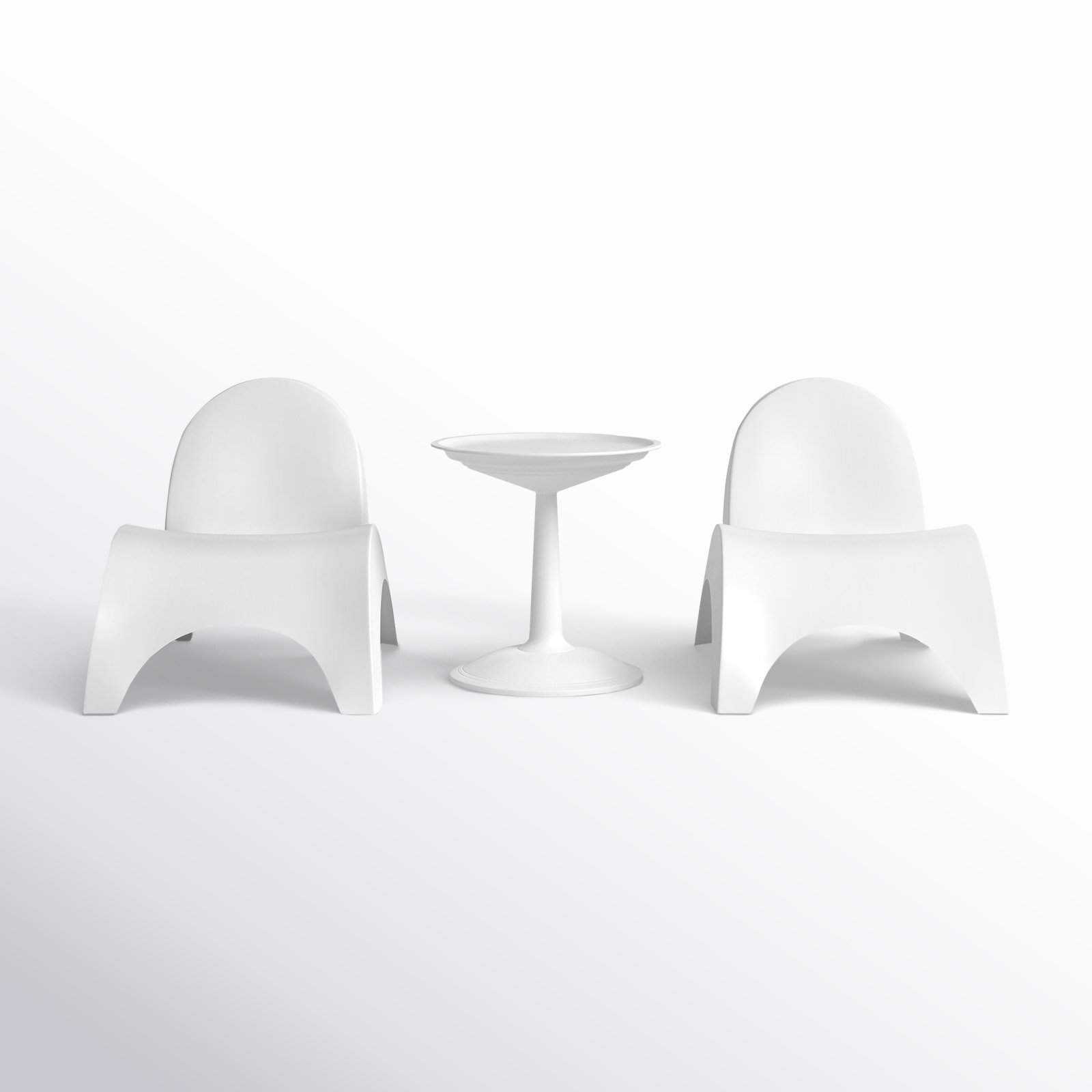 Ameswood Plastic Chaise Lounge Set with Table, White/White