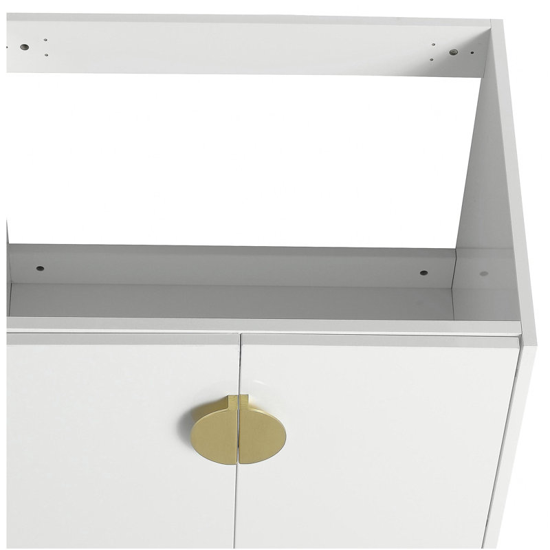 Meuble-lavabo à portes 24 po avec lavabo, pour petite salle de bain, Blanc brillant, 24"