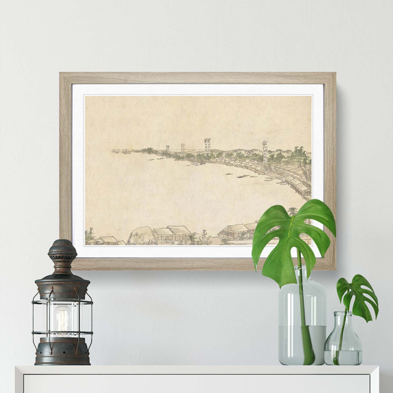 Coastline by Katsushika Hokusai - Framed Print, 27cm H x 36cm W x 2cm D, Oak Framed