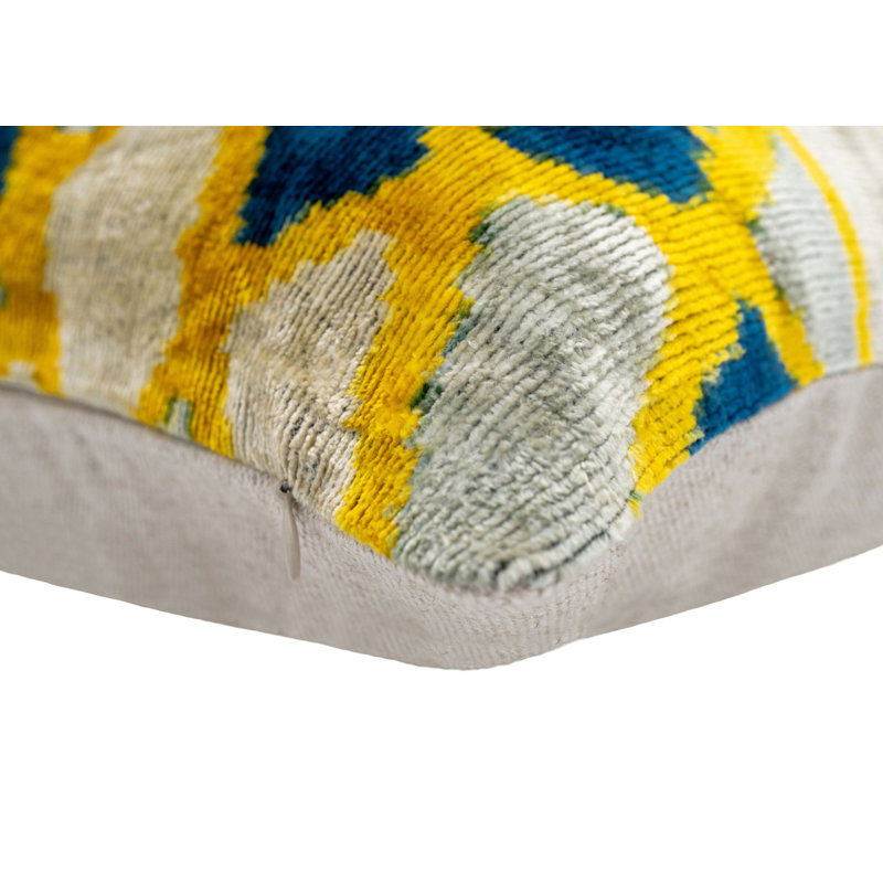 Velvet Lumbar Pillow Cover & Insert, Blue/Gray/Gold Geometric 2