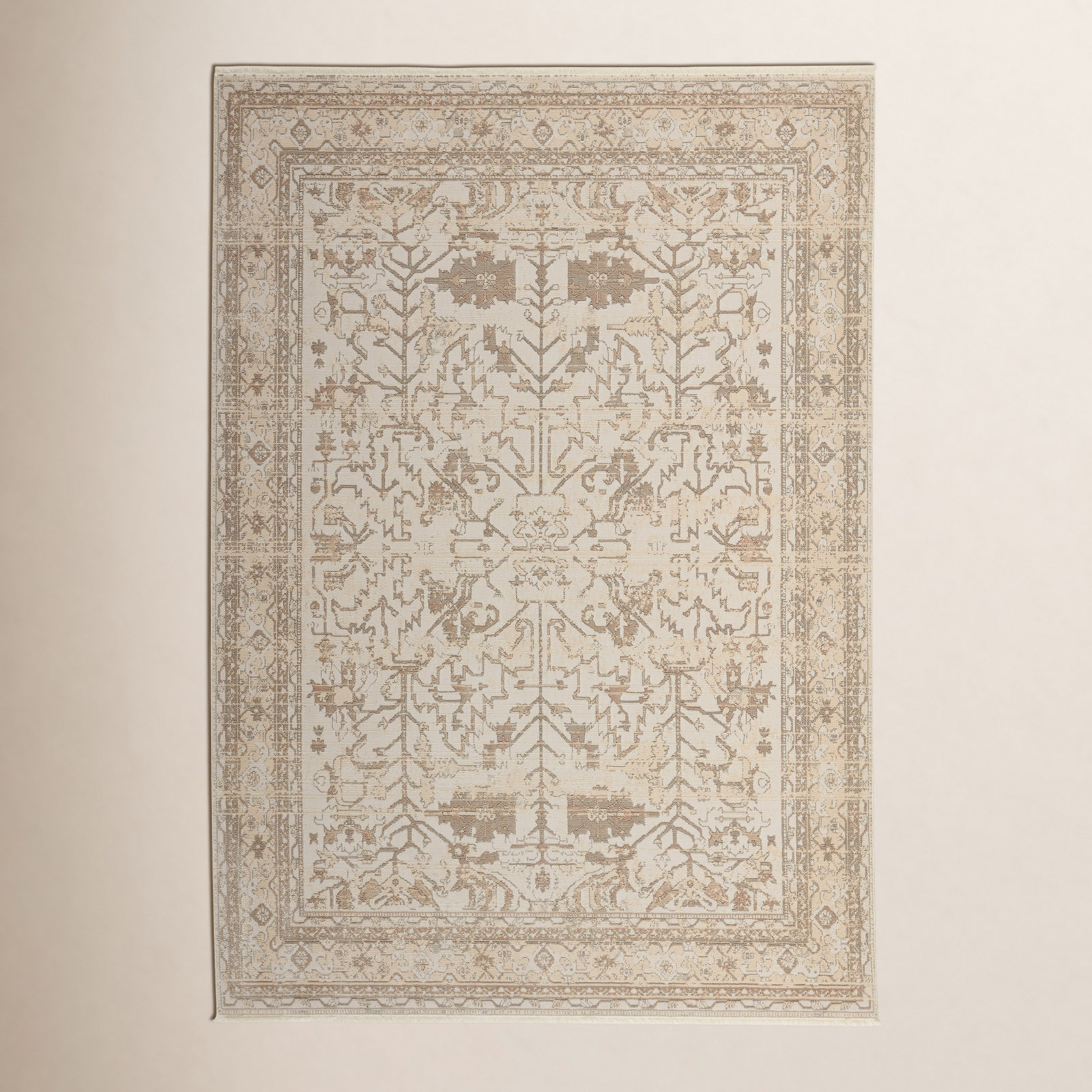 Cupertino Cream Light Gray Oriental Rug, Rectangle 5' x 7'6"