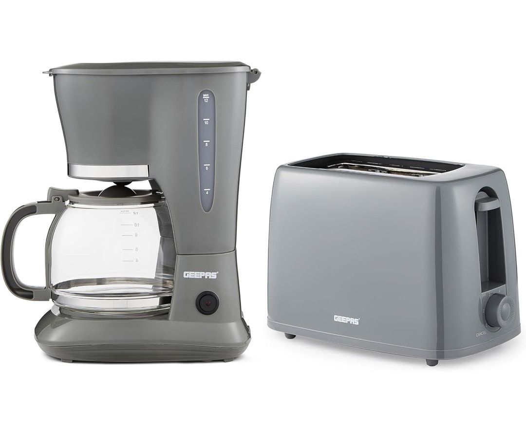 Geepas Unisex Grey 1.5L Coffee Maker And 2-Slice Toaster Set 650W,6 Browning Levels In - Image 7